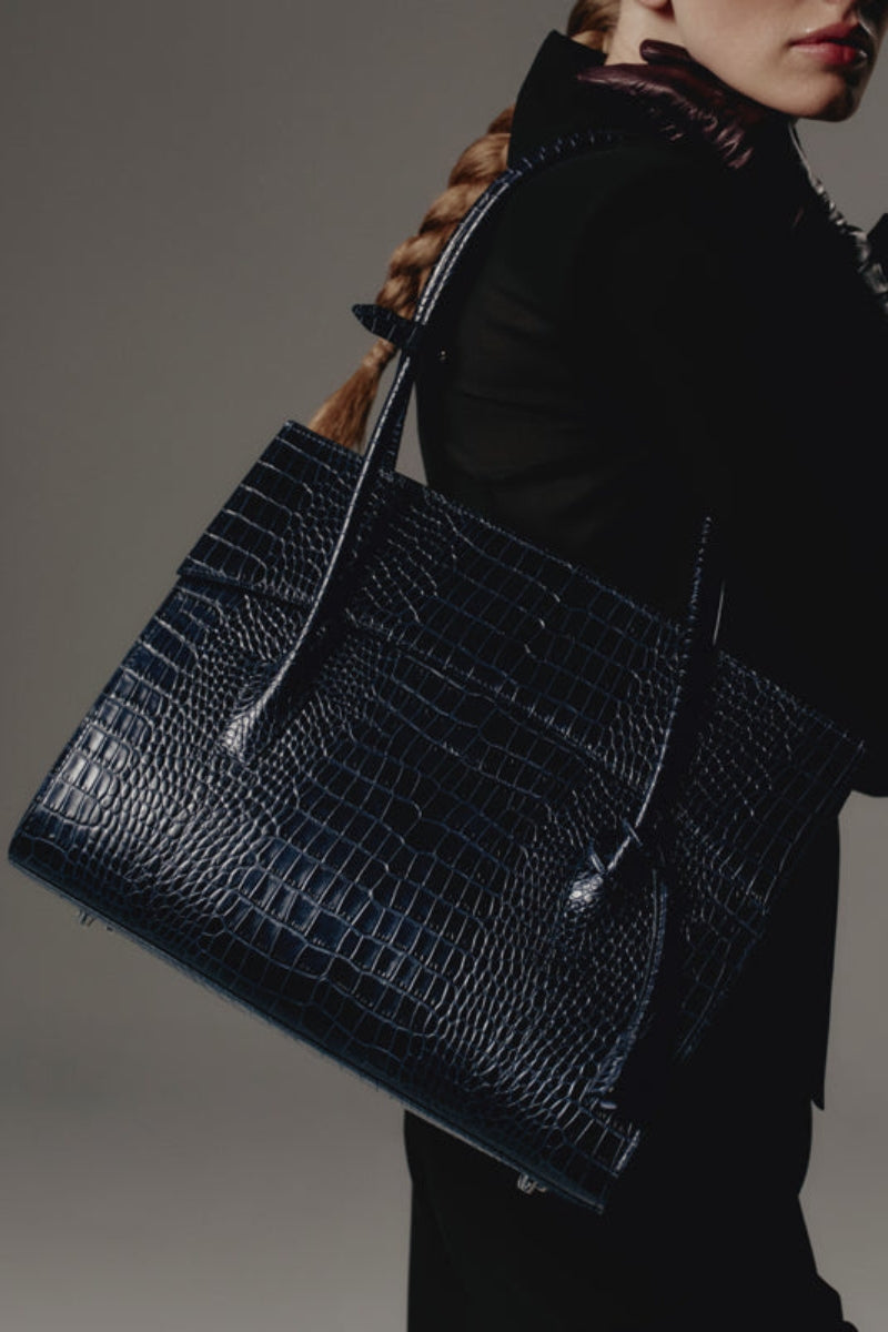 CELINE BAG IN NAVY CROCO - CULT MIA