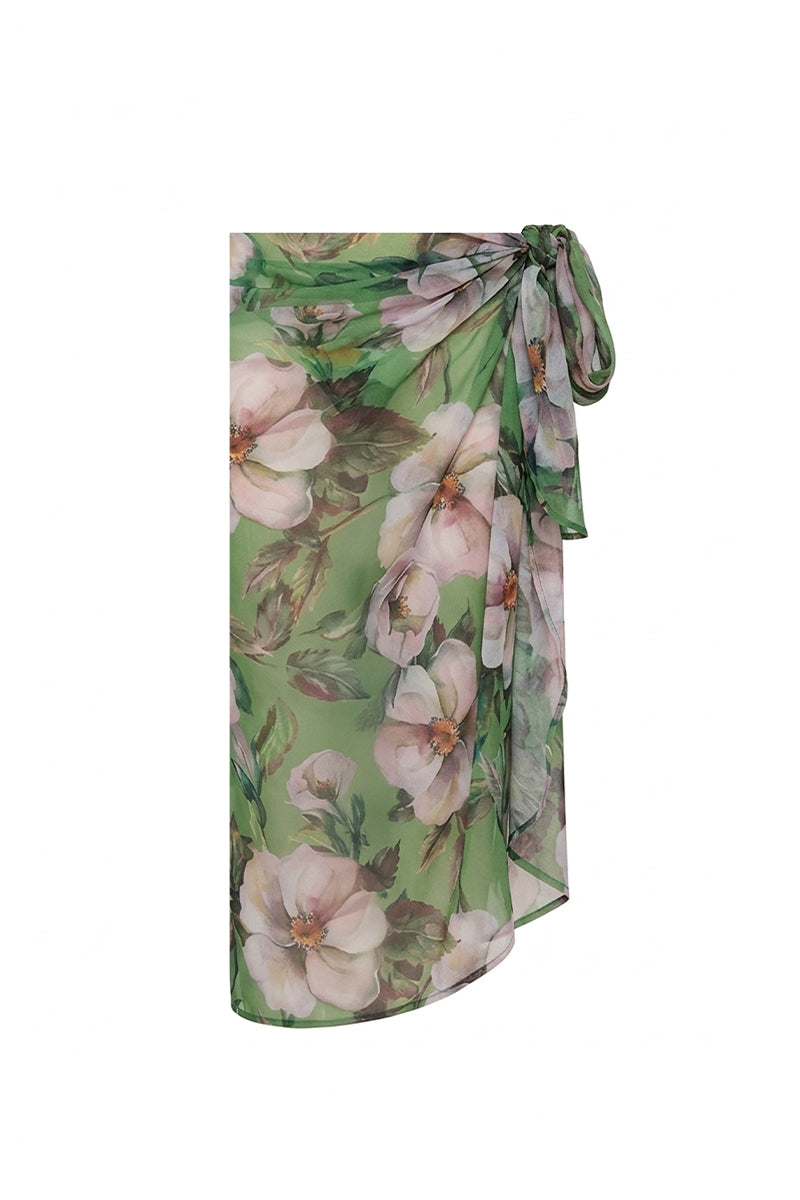 Nur Karaata Sheer Escape Pareo cover-up featuring lightweight, sheer fabric with flowing design perfect for beach or poolside wear.