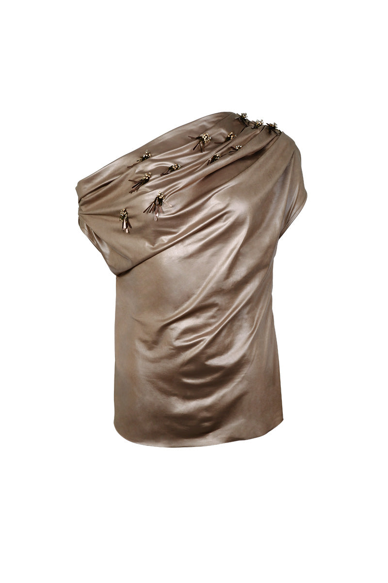 LUNARA TOP IN METALLIC BRONZE - CULT MIA