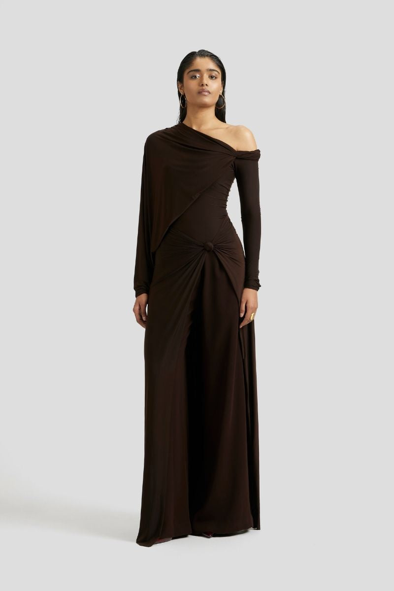 BRIA CO-ORD SET IN CHOCOLATE BROWN - CULT MIA