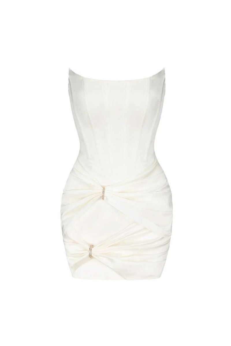 HELENA WHITE STRAPLESS MINI DRESS - CULT MIA
