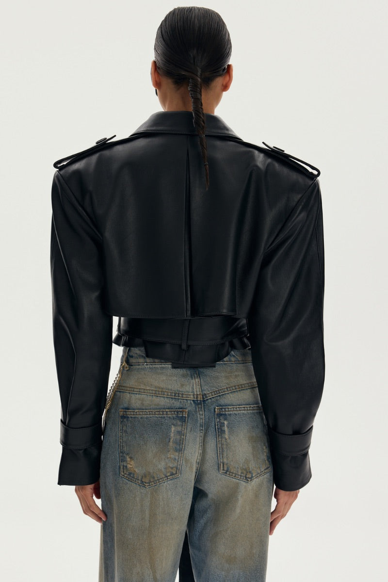 LARETAGGIO NOVARA jacket in dark color, shown with front zipper and hood, stylish lightweight outerwear for casual wear.