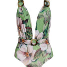 Nur Karaata Riviera Rêve one-piece swimsuit with vibrant floral pattern, fitted design, and adjustable straps.