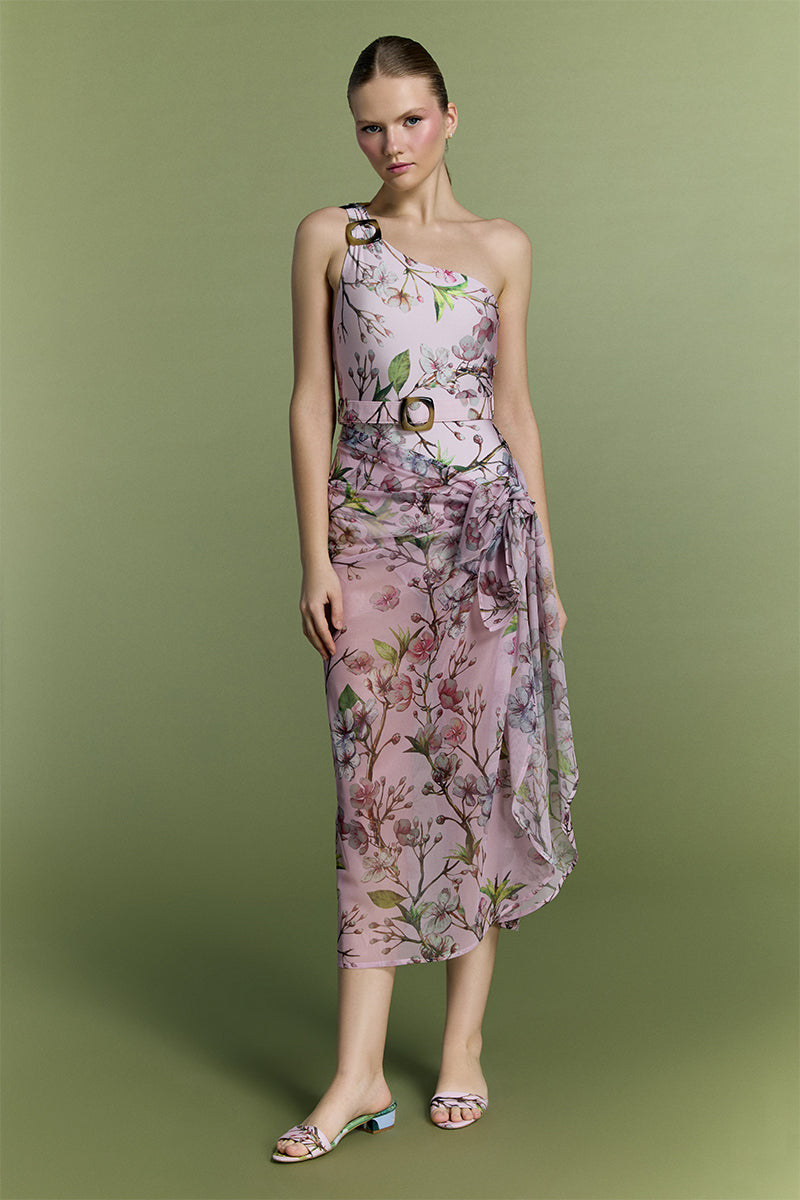 Nur Karaata Monaco Mist Pareo cover-up with lightweight fabric and stylish design, shown draped on a model.