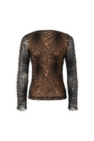 Arti Apparel Moss Top, casual long sleeve top in moss green fabric, displayed on a neutral background.