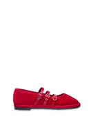 Red Flabelus Mina flats with pointed toe and sleek design, perfect for casual or dressy occasions.
