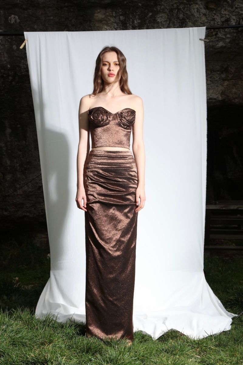 Haut à paillettes Neith en marron Mirage