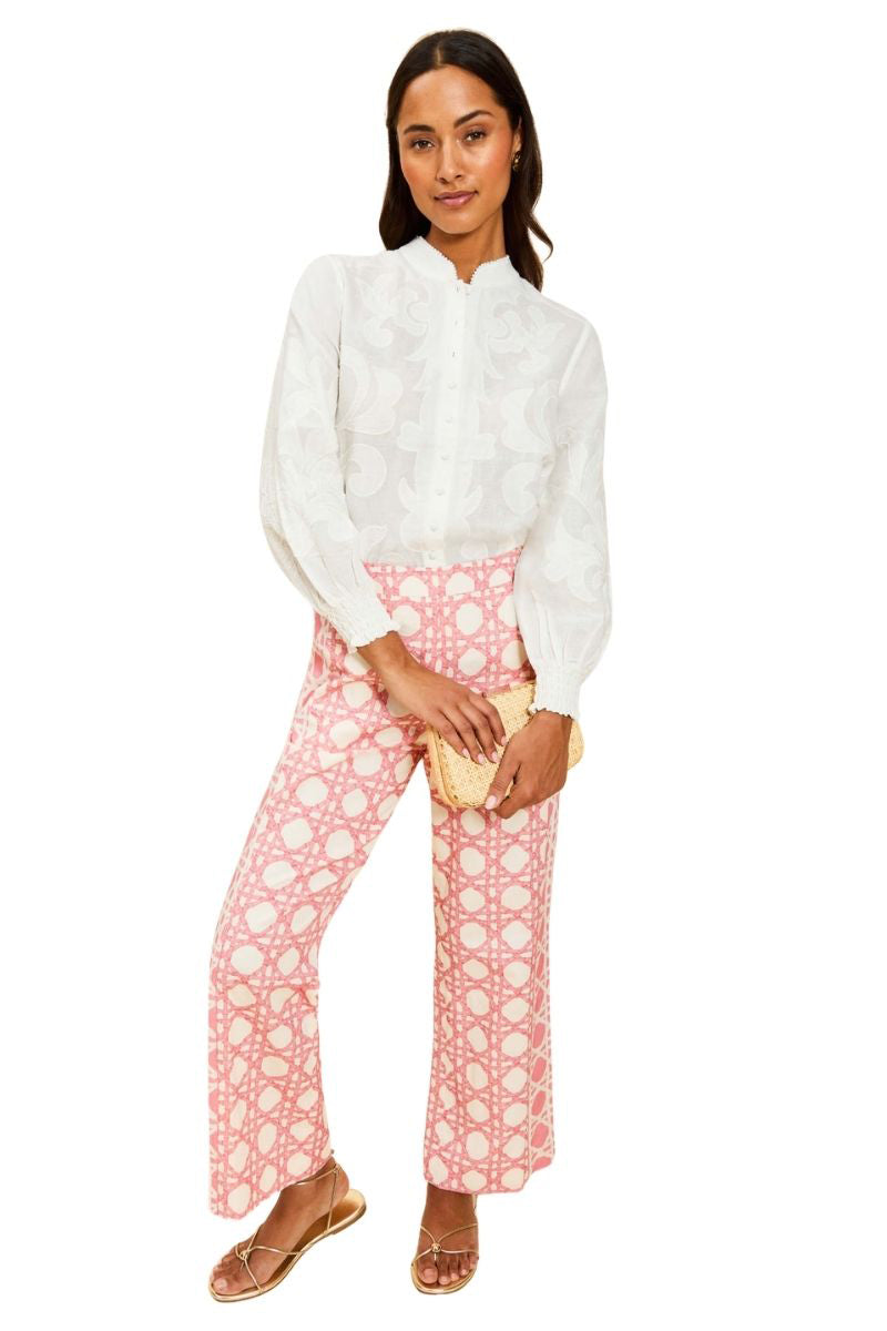 Mestiza New York Wylie pants in blush lattice print, featuring stylish, lightweight fabric and a relaxed fit.