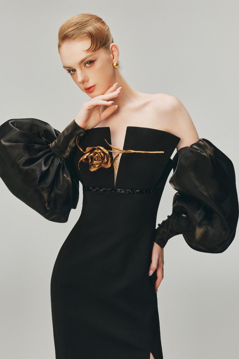 Elegant maxi dress by Margée Atelier from Rose's Dress collection, featuring flowing fabric and a stylish silhouette.
