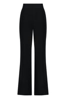 Black wide-leg trousers by Lili Blanc with a high waist and relaxed fit, showcased on a model.