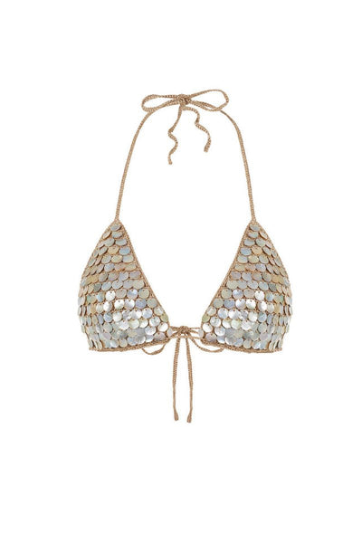 BRONZE HAND-CROCHET MOTHER OF PEARL BRA TOP | CULT MIA | Mirel