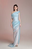 Do Long Celestial Stream Blue Gown with flowing fabric and elegant design, perfect for formal occasions.