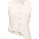 SÉLONE Calin asymmetric tie vest in soft ivory, stylish vest with tie detail, sleeveless with a modern, elegant silhouette.