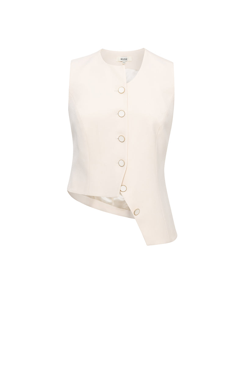 CALIN ASYMMETRIC TIE VEST IN SOFT IVORY