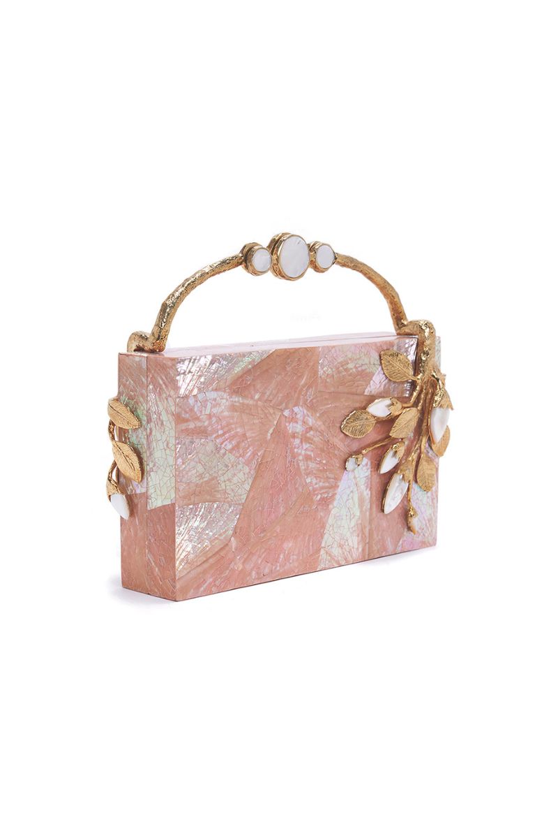 Emm Kuo BRANCUSE 14K gold hand-casted blush evening clutch with elegant design and textured surface, perfect for formal occasions.