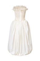 Petite ivory floral embroidered gown by Lecia featuring delicate embroidery and a flowing silhouette.
