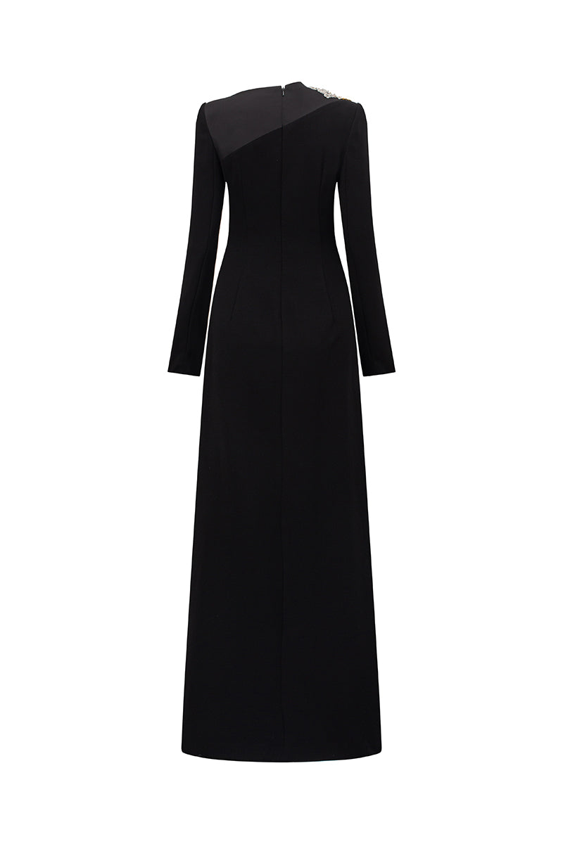 VELVET SATIN HIGH NECK GOWN IN BLACK | CULT MIA | Tracy Studio VELVET SATIN HIGH NECK GOWN IN BLACK | CULT MIA | Tracy Studio