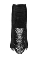 Leather snake-like cord maxi skirt by MAZ Manuela Álvarez featuring a flowing design and snake-patterned leather material.