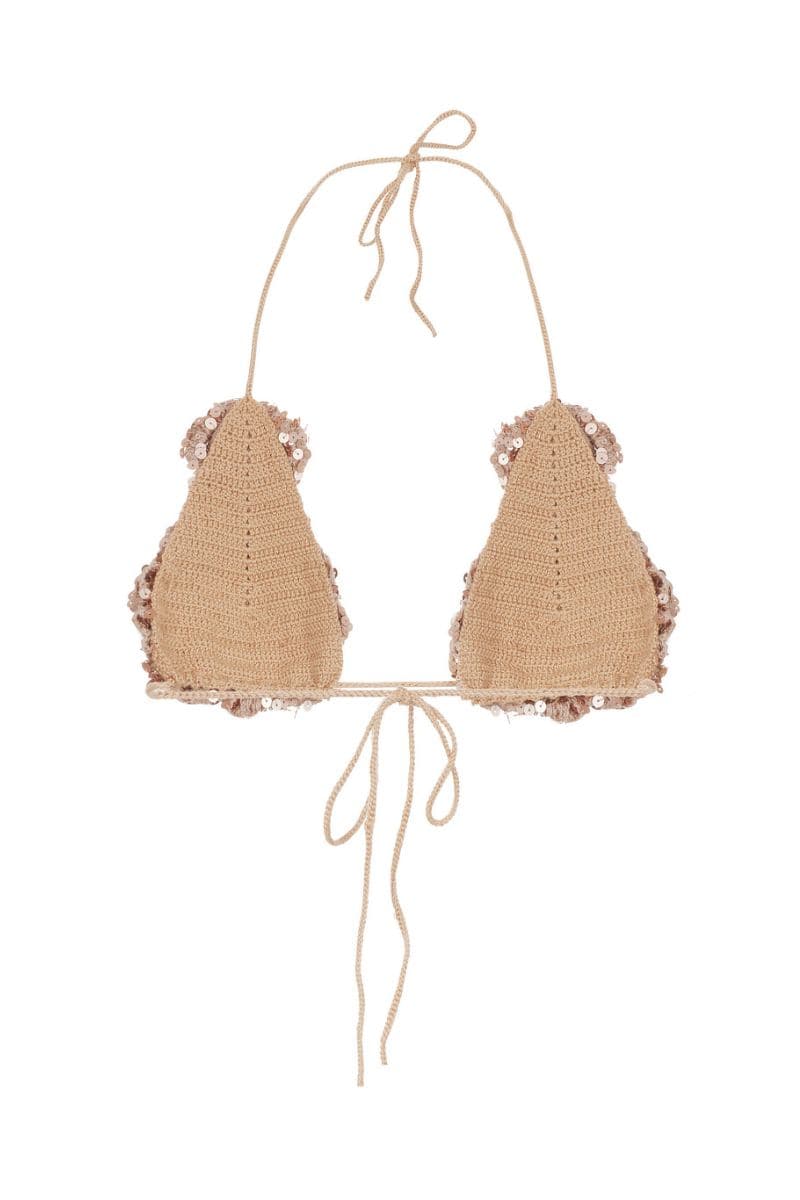 CROCHET SEQUIN FLOWER BRA TOP - CULT MIA