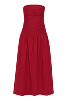 Summer Away Florence maxi dress in cherry with floral pattern, flowing fabric, and sleeveless design.