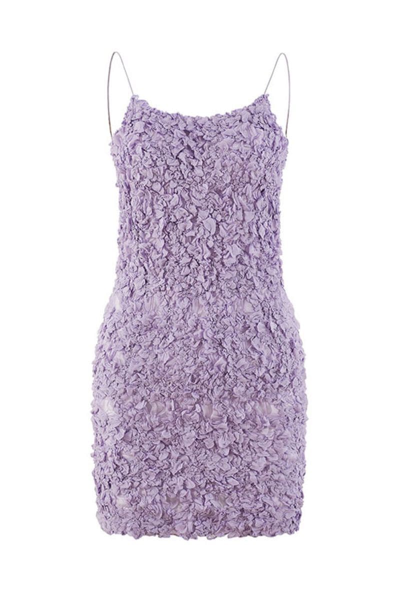 LILAC GIA SMOCKED SILK CHIFFON MINI DRESS - CULT MIA