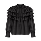 ANAIS COTTON RUFFLED SHIRT IN NOIR