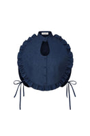 Dark blue Ellen Bib top by ANA + MARIA, shown with its stylish design and fabric details.