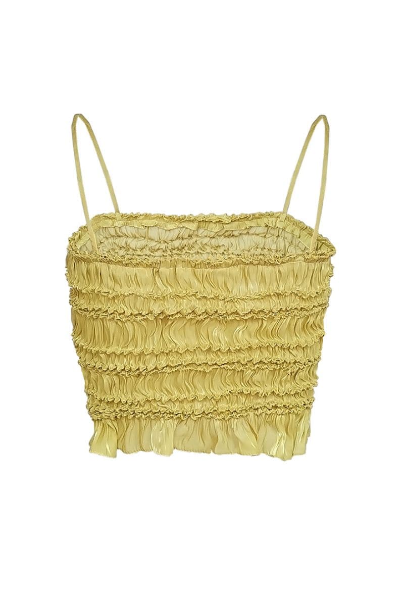 AMALIA YELLOW FITTED SHIBORI TOP - CULT MIA
