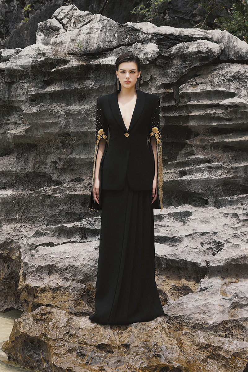 CREPE DRESS WITH SHAWL - CULT MIA