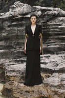Lune De Soie crepe co-ord dress with matching shawl, elegant and flowing fabric, stylish fashion ensemble.