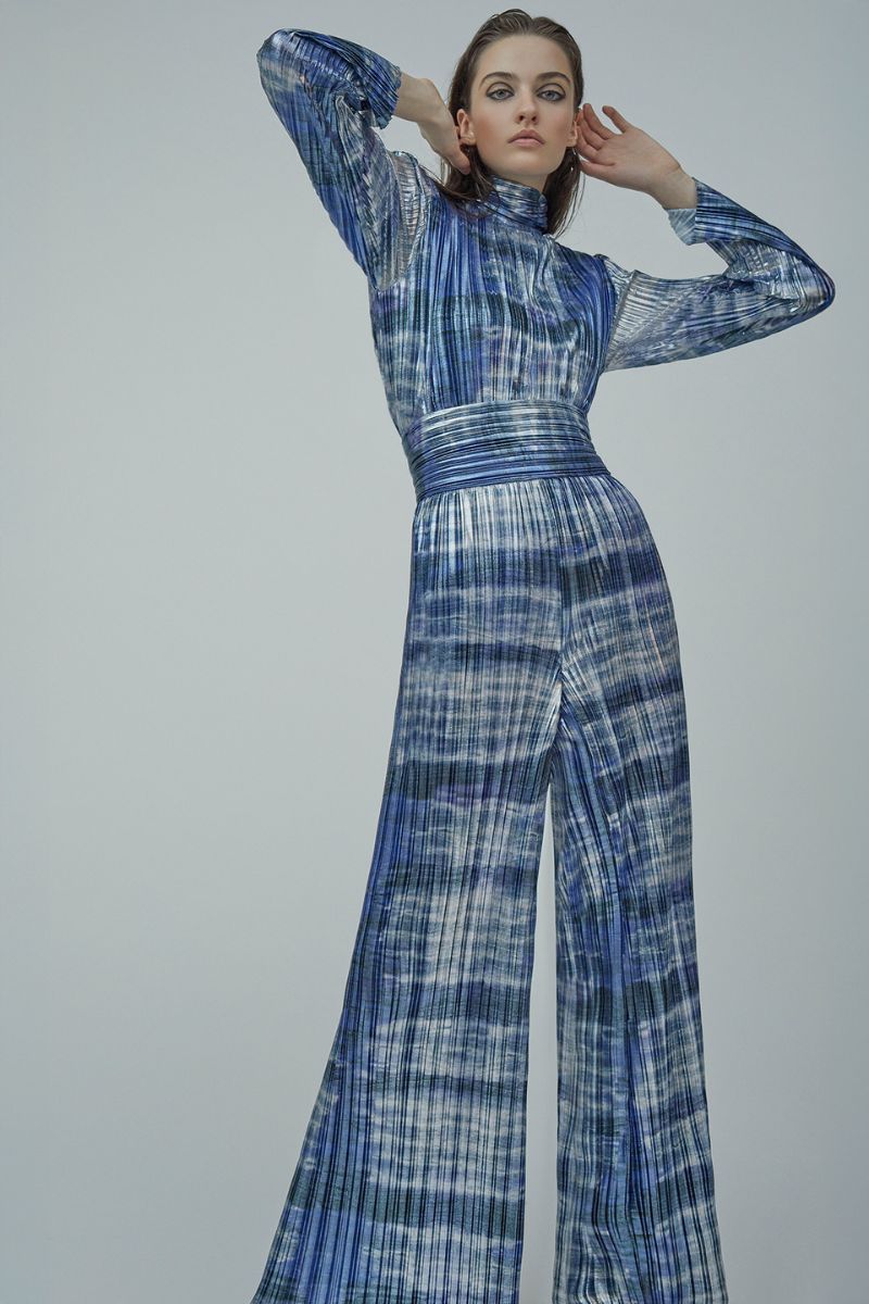 TIE-DYED PLISSÉ-LAMÉ WIDE-LEG PANTS - CULT MIA