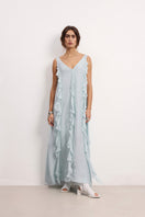 OvertheSea Waves Blue maxi dress with flowing fabric and ocean-inspired pattern, perfect for summer or casual wear.