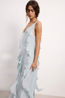 OvertheSea Waves Blue Maxi Dress with flowing fabric and elegant design, perfect for summer or casual occasions.