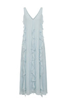 OvertheSea Waves Blue Maxi Dress displayed on a model, featuring flowing fabric and a stylish, elegant design.