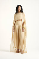 Deme By Gabriella Robin co-ord set in gold, featuring stylish matching top and pants with a chic, modern design.