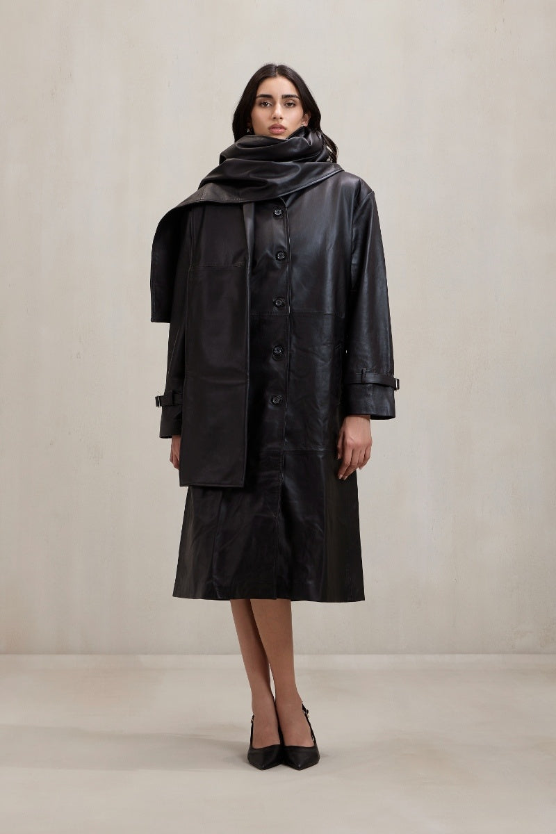 Deme By Gabriella black Cooper coat jacket with a tailored fit and stylish design, perfect for cold weather.