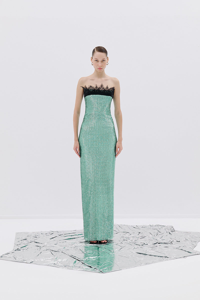 STRAPLESS MAXI DRESS IN MINT GREEN - CULT MIA