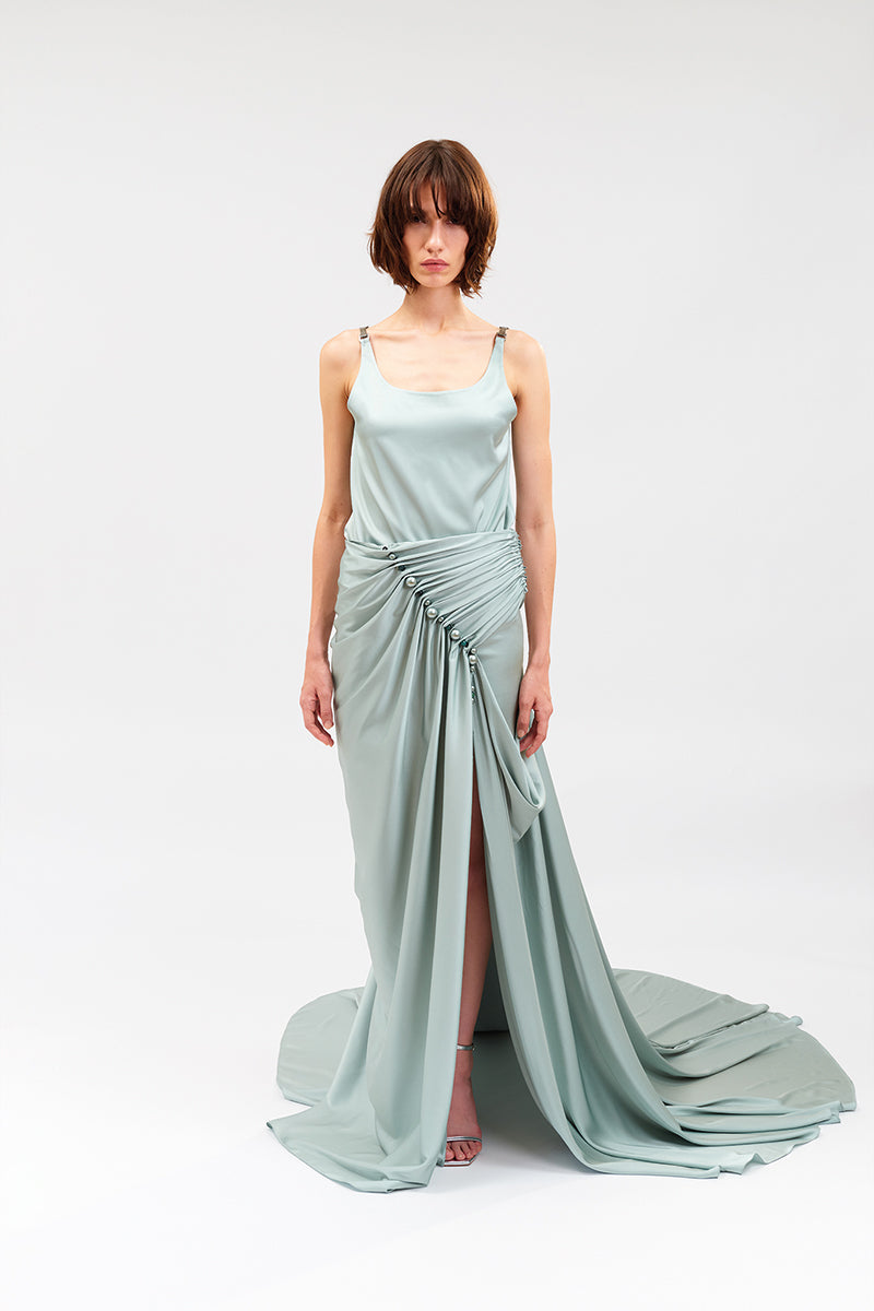 DRAPED SKIRT IN BLUE - CULT MIA