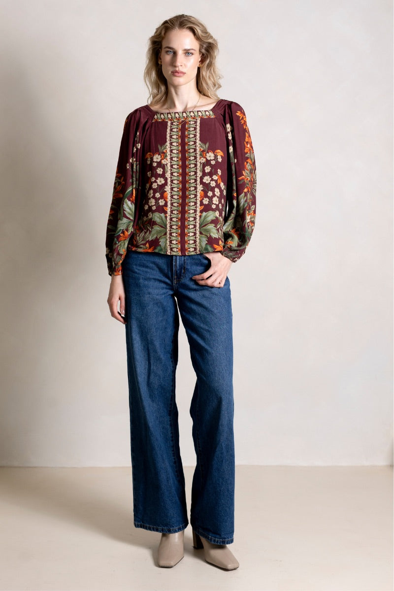 Raishma Harlow Top, stylish women's top with intricate detailing and a flattering fit, displayed on a neutral background.