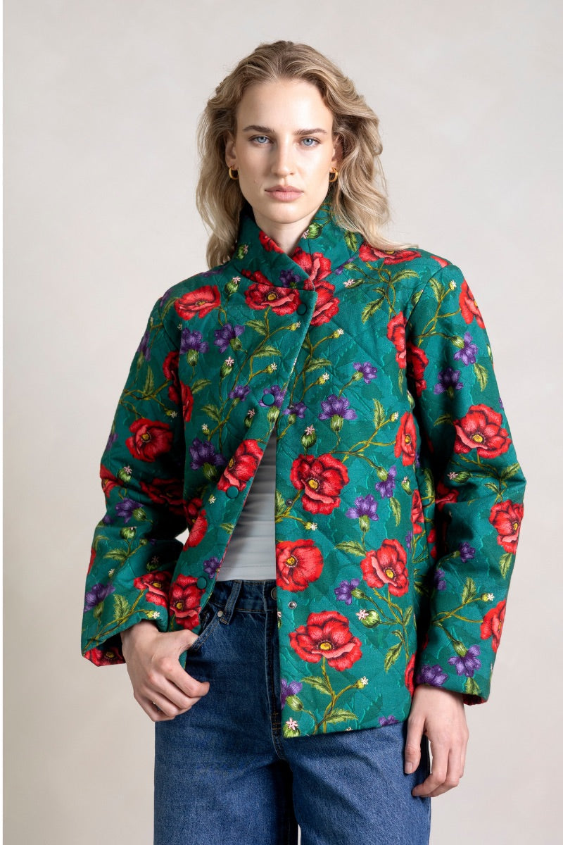 Raishma Willow Jacket displayed on a hanger, featuring a stylish jacket with a tailored fit and modern design.