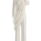 White Plan Eloria Draped Set co-ords featuring a stylish draped top and matching pants for a chic, coordinated look.