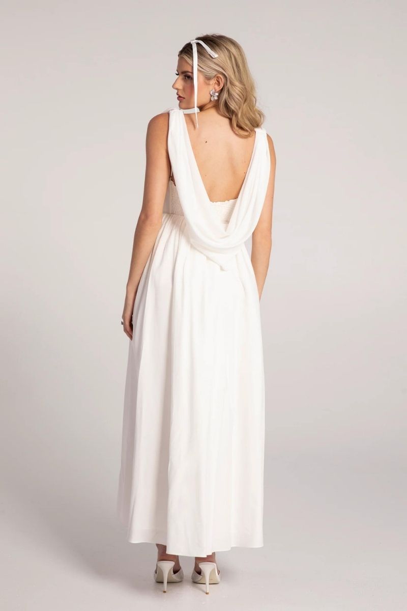 VIVIAN WHITE LINEN MIDI DRESS - CULT MIA