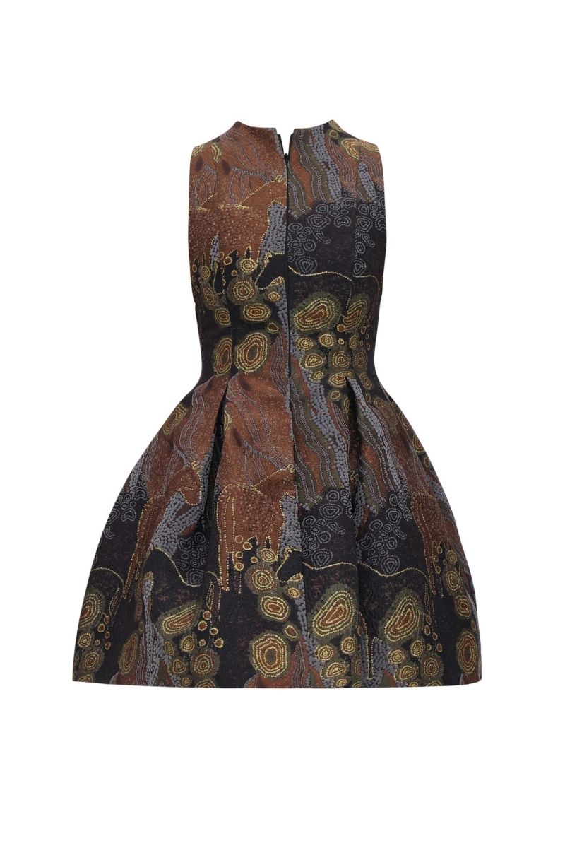 VENTI JACQUARD DRESS IN KAVA JACQUARD - CULT MIA