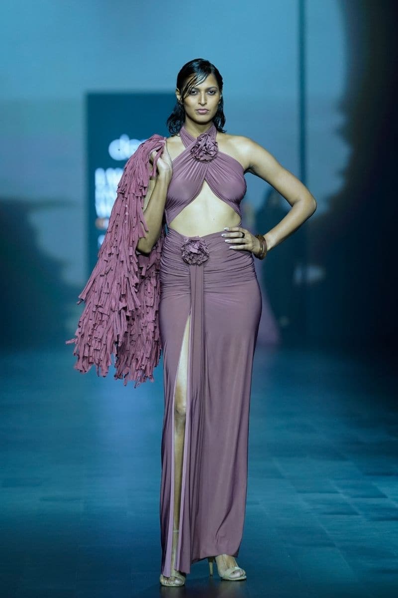 BERRY ROSE PINK CRISS-CROSS GOWN - CULT MIA