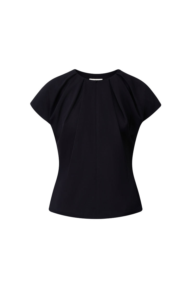 Black full-blown top by Leicia, featuring a stylish design with a fitted silhouette and long sleeves, perfect for casual wear.
