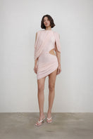 Deme By Gabriella Floyd mini dress featuring a stylish, fitted design with a vibrant pattern and sleeveless silhouette.