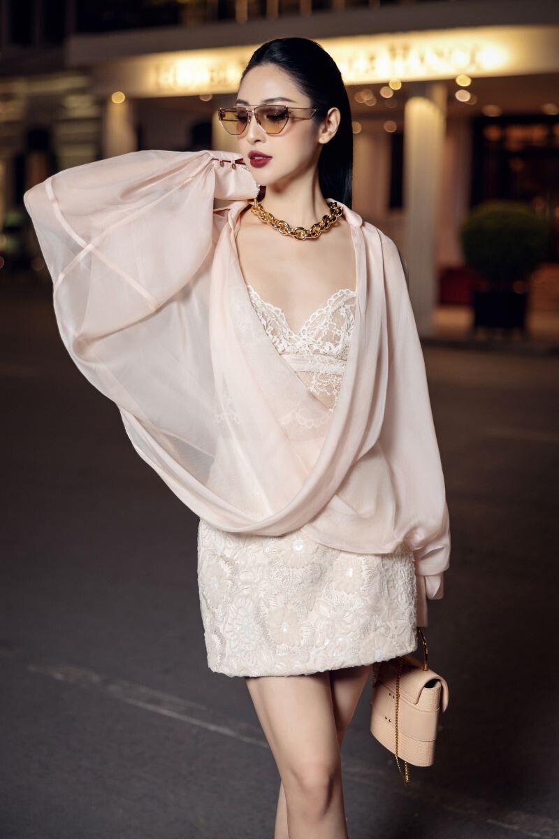 EDANA BEIGE SILK PLEATED TOP AND SKIRT SET - CULT MIA