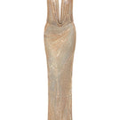 CEM metallic mesh gown with shimmering fabric and elegant design, perfect for formal occasions or evening wear.