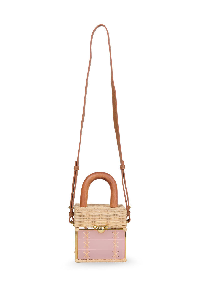 Pink Waiwai Rio Cacau bag in top handle style with sleek design and sturdy handle, perfect for stylish everyday use.