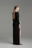 Black Caprila Maxi Dress by Arti Apparel featuring a flowing silhouette and elegant design, perfect for versatile wear.